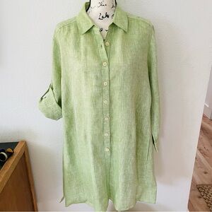 Lafayette 100% linen Light Green Button-Up Shirt
